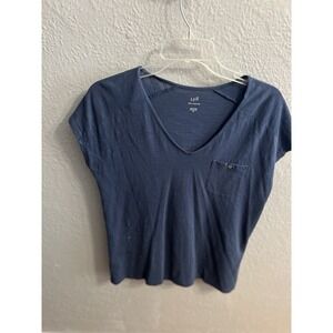 J Jill Womens Size XS Blue Tee Shirt Short Sleeve V Neck